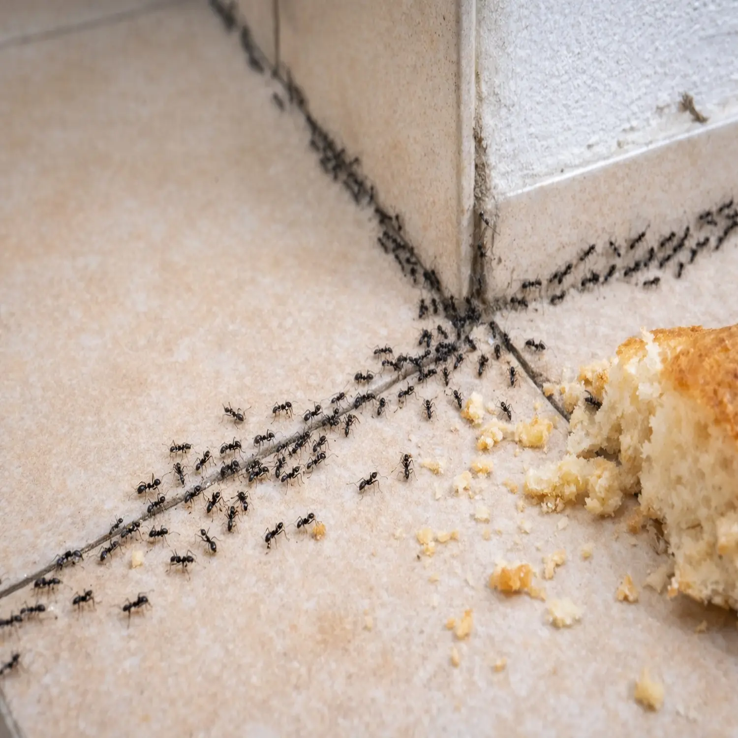 Formiche in casa in Ticino, infestazione tipica Tapinoma magnum su pavimento domestico